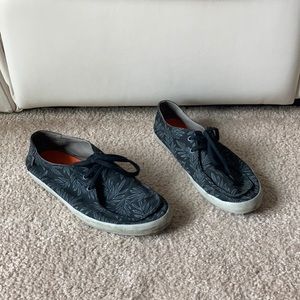 Vans Rata Vulc Surf Siders Canvas Boat Shoes Black Palm Leaves 12